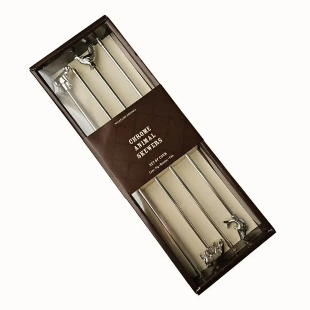 Williams Sonoma Chrome‎ Animal Skewers Set of 4 Grilling Kitchen Accessories New